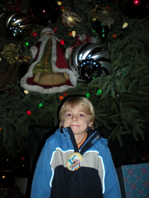 DSCN0085.jpg-Merry Christmas! : Michelangelo in front of the big tree on Disney's Main Street