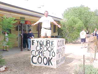 Sign on Box says: If youre [sic] crook come to cook