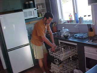 greg doing the dishes