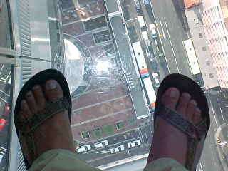 glass floor in Auckland Sky Tower