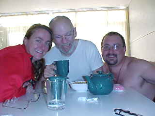 Group Photo.    SaraGrace, Dr Keenan and I at breakfast (New Zealand, The Travel Addicts, North Island)