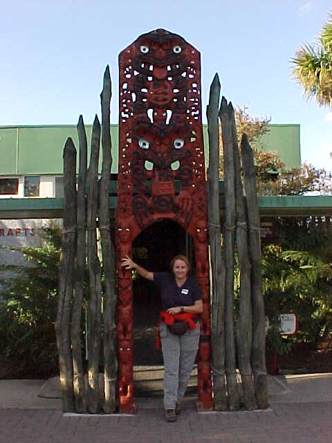 SaraGrace at the entrance to the Morai (New Zealand, The Travel Addicts, North Island)