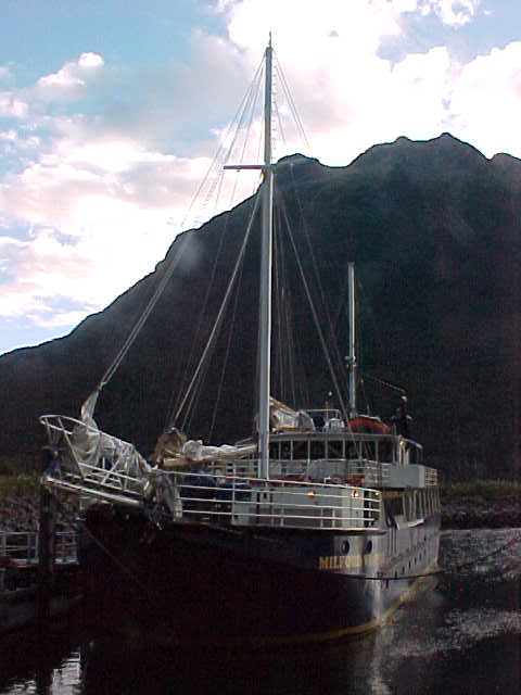 Our vessel for exploring Milford Sound overnight.   (New Zealand, The Travel Addicts, South Island)