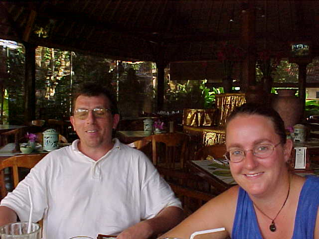 John, An Englishman whom we originally met on Gili Trawangan, and SGK enjoying a break in a Balinese bar-restaurant