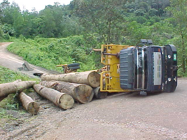 Rolled truck : This guy tried to cross a bridge that was out (Malaysia, The Travel Addicts)