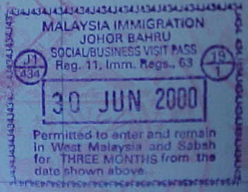 MVC-806S-Malaysian passport stamp. : Most westerners, Americans included get 3 months in Malaysia without a visa. (The Travel Addicts, Malaysia)