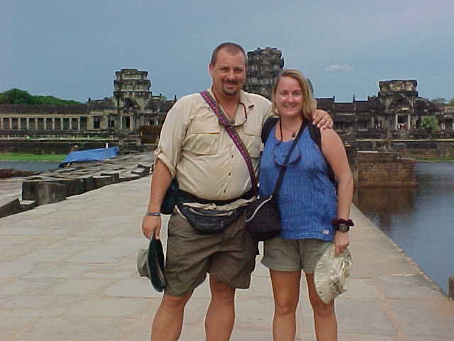 Us at the entrane to Angkor Wat :  (Cambodia, The Travel Addicts)