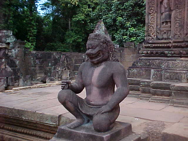 A galah before he ate himself : Usually you only see this figure as a disembodied head because the legend goes that he was ordered to devour himself to sate his great appetite and so he did - stopping only when he reached his neck (Cambodia, The Travel Addicts)