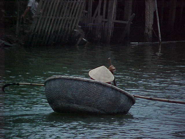 A coracle :  This small basket shaped boat is quite popular with the locals in Vietnam (Vietnam, The Travel Addicts)