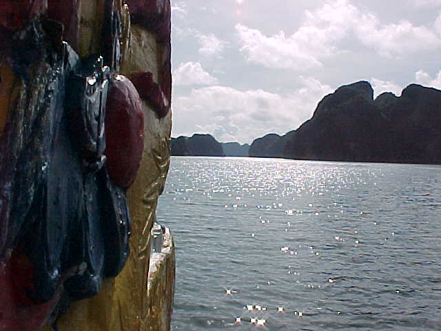 Dragon prow on our boat :  (The Travel Addicts, Vietnam)