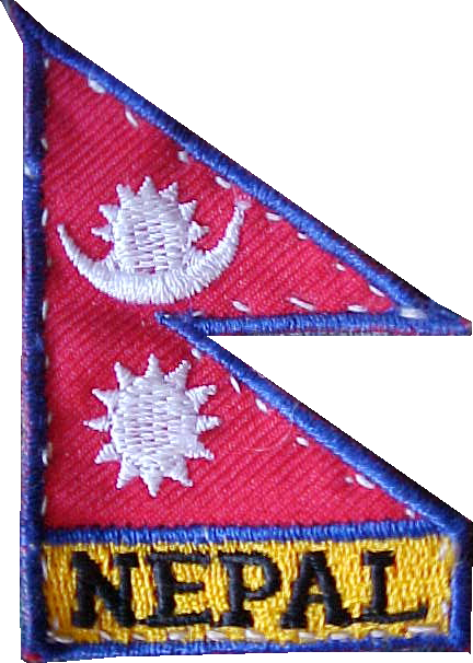 Patch for my backpack : The Nepali flag is one of the rare ones that is not rectangular in shape