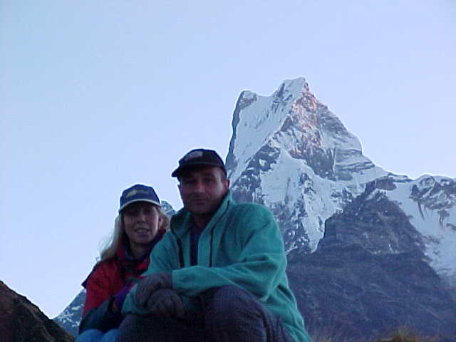 Kate and Duncan with Fishtail : (Machuopachure) (Nepal, The Travel Addicts)