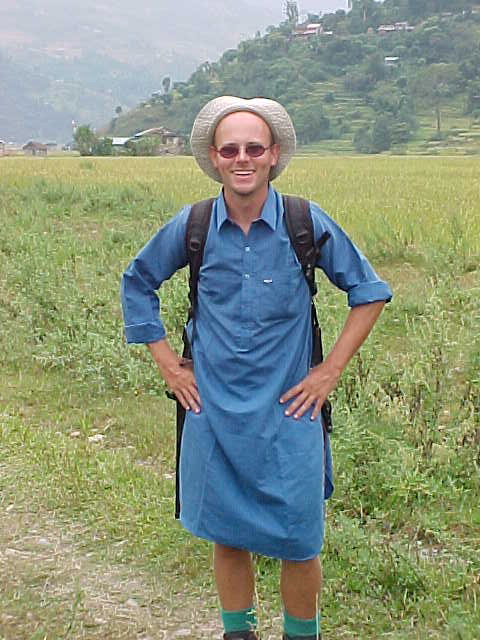 Richard in his nightshirt (Nepal, The Travel Addicts)