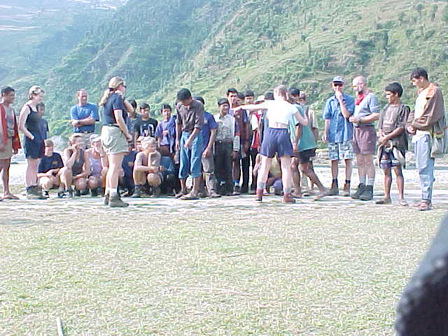 A locals attempt at photoing the whole of us... (Nepal, The Travel Addicts)