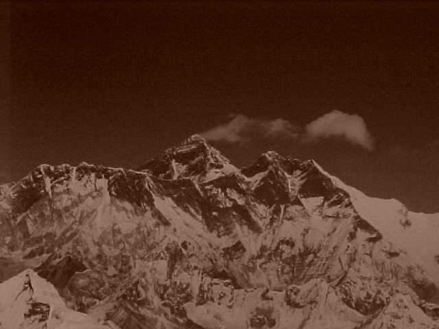 Everest and Lhotse in sepia (Nepal, The Travel Addicts)