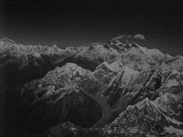 Everest and Lhotse in black and white : Without the sky it was all black and white anyways (Nepal, The Travel Addicts)