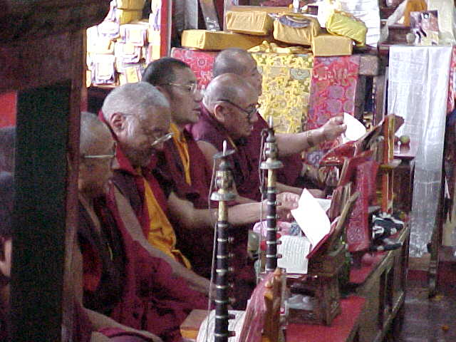 Chanting monks in the Gompa (Nepal, The Travel Addicts)