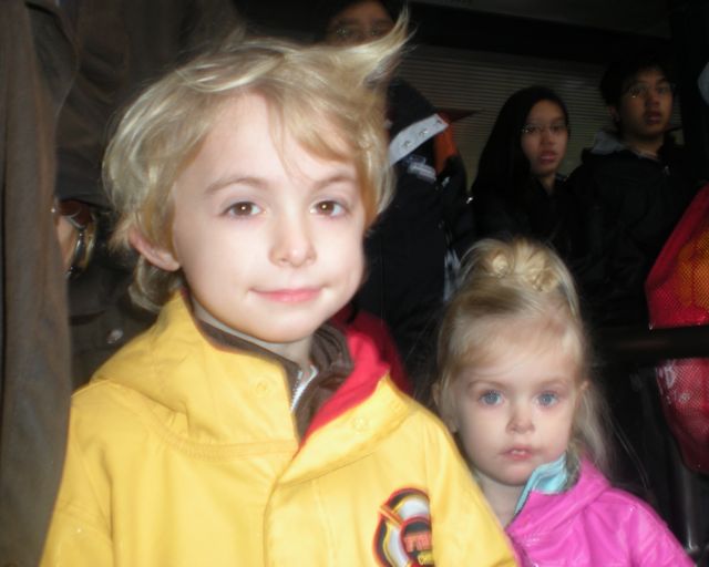 Waiting in the line in the rain at Disneyland