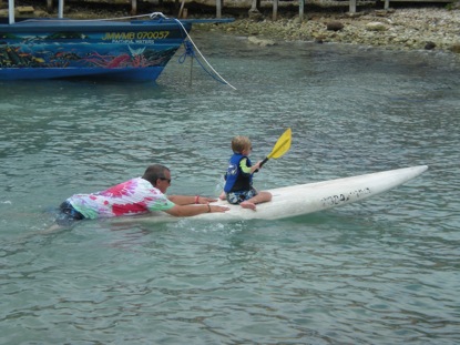 Dad hitching a ride